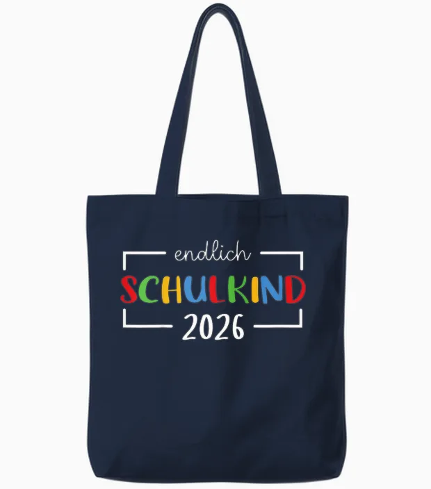 Children's School First Grader Enrolment - Endlich Schulkind 2026 Tote Bags in Navy