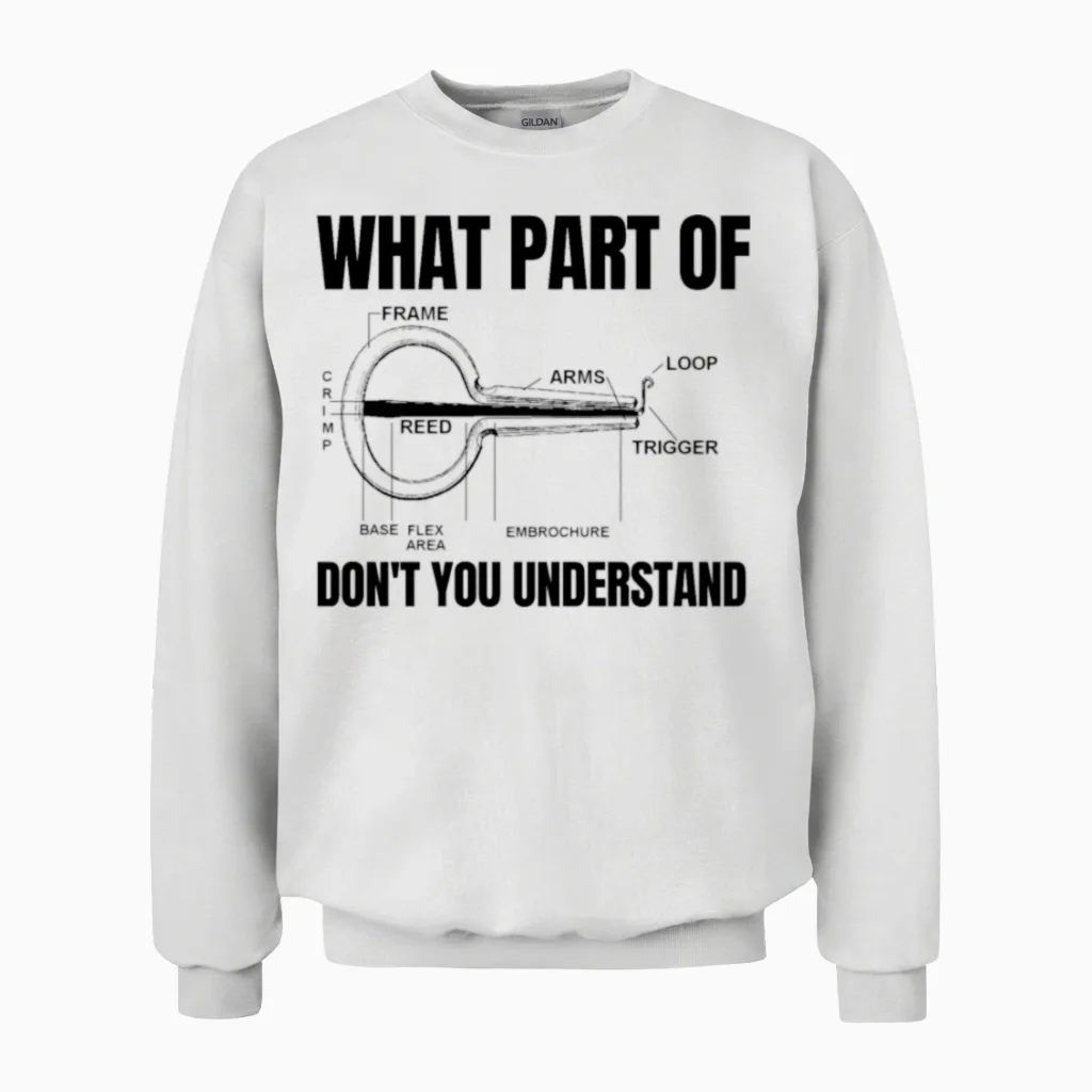 Jew Mouth Harp Jaw Harp Bass Unisex Sweatshirt in White