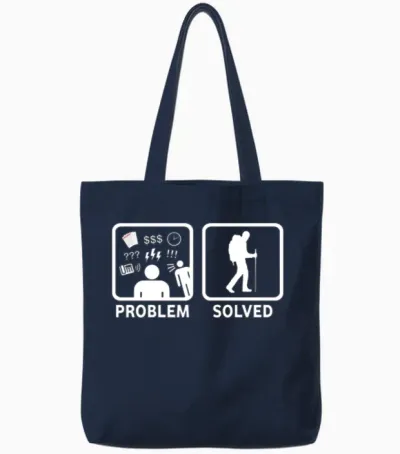 Funny Hiking Problem Solved Tote Bags - Navy
