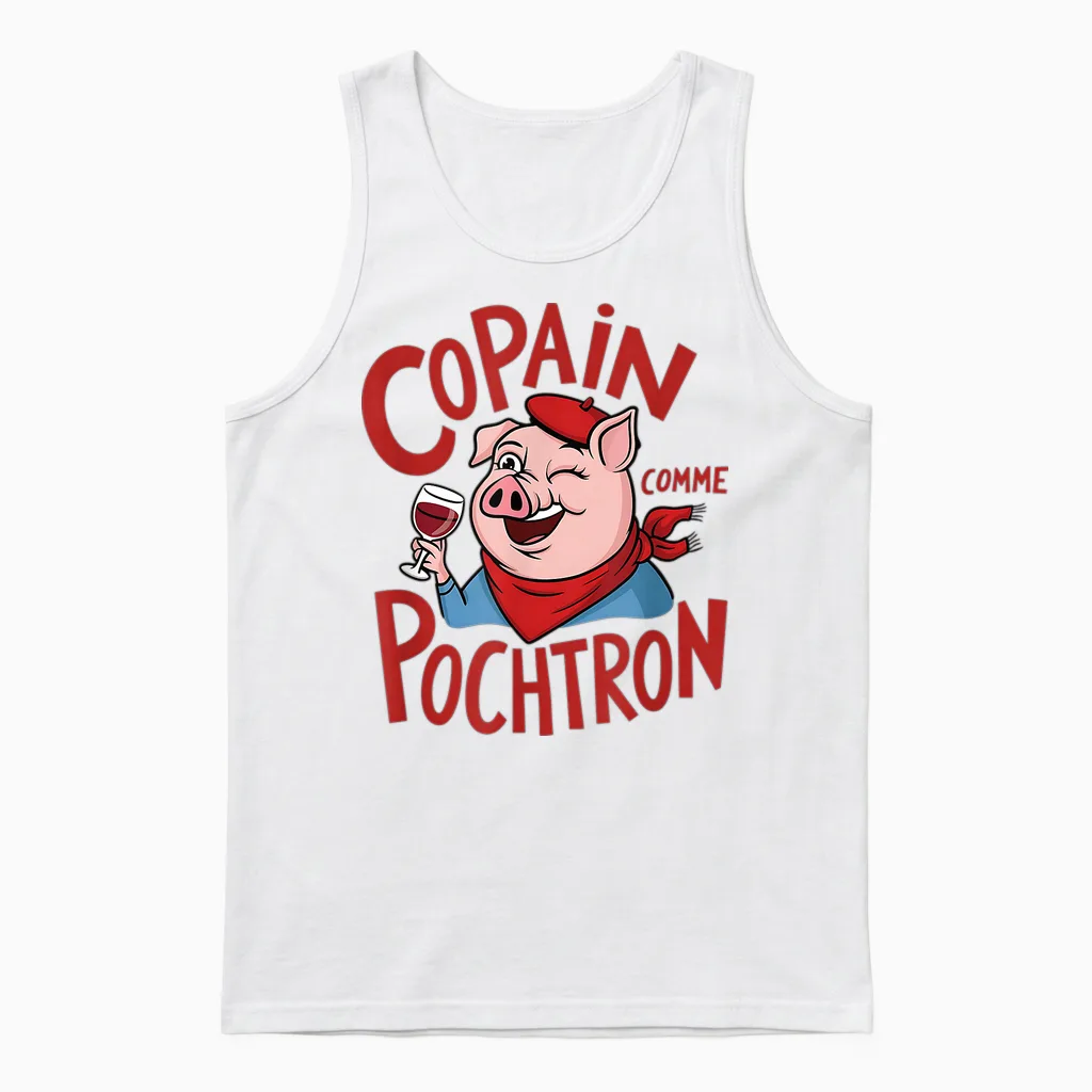 Feria Copain Comme Pochtron Bayonne Dax Basque Humor & Party T-Shirt, White, S Unisex Tank Top in White