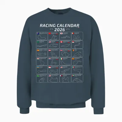Racing Calendar 2026 All 24 Races and Tracks of the Season Unisex Sweatshirt - Dark Heather