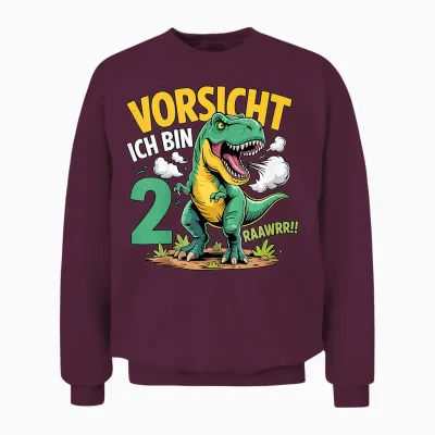 Dinosaurier 2 Geburtstag Deko Ich Bin 2 Dino Jungen 2 Jahre Unisex Sweatshirt - Maroon