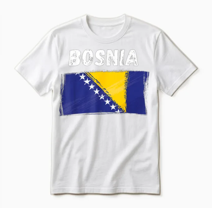 Bosnien Flagge Urlaub Vintage Grunge Bosnische Flagge Unisex T-Shirt in White