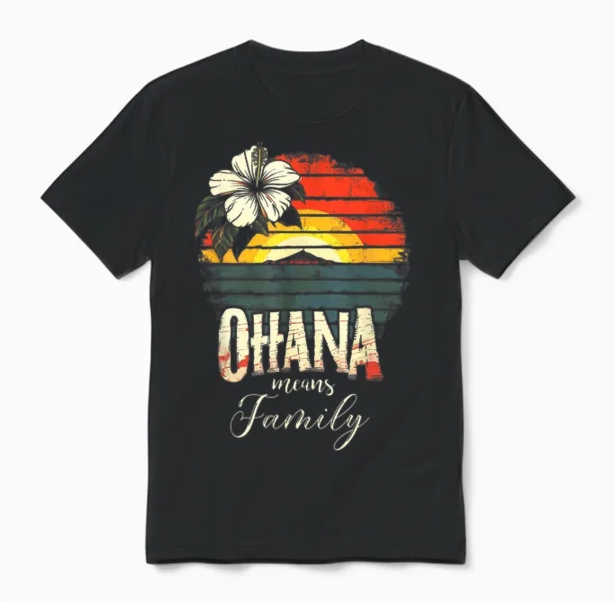 Ohana Means Family Hawaii Sommer Palmen Beach Unisex T-Shirt in Black