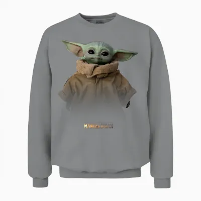 Star Wars the Mandalorian Logo the Child Simple Portrait Unisex Sweatshirt - Sport Grey