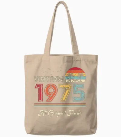 Vintage 1975 All Original Parts 50th Birthday Gift Tote Bags - Natural