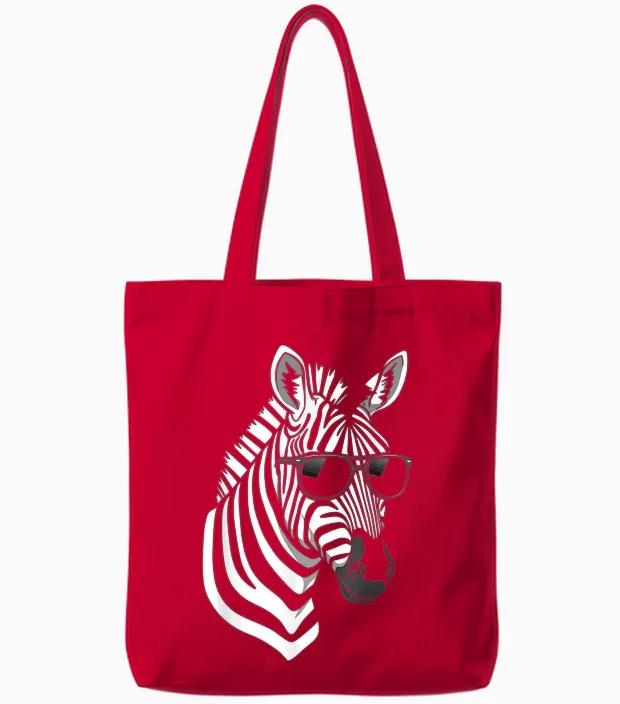 Funny Zebra Shirt Women Boys Mens Animal Print Clothin Zebra Tote Bags in Red