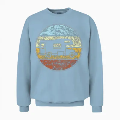 Camping Retro Unisex Sweatshirt - Light Blue