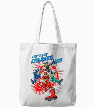 Power Rangers Dino Charge Charged Up Tote Bags - White