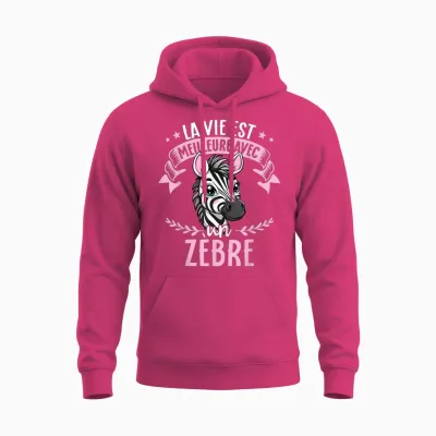Life Is Better with a Zebra - Sweet Zebra T-Shirt, Black, S Unisex Hoodie - Heliconia