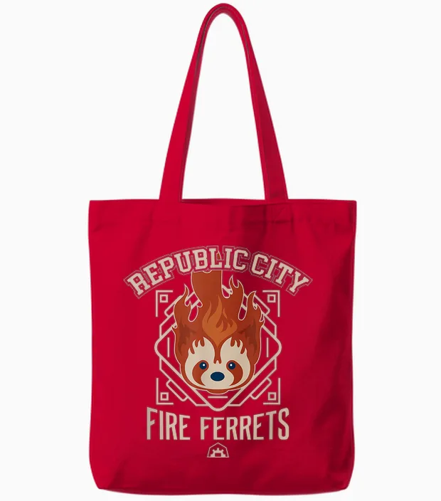 The Legend of Korra Republic City Fire Ferrets Tote Bags in Red