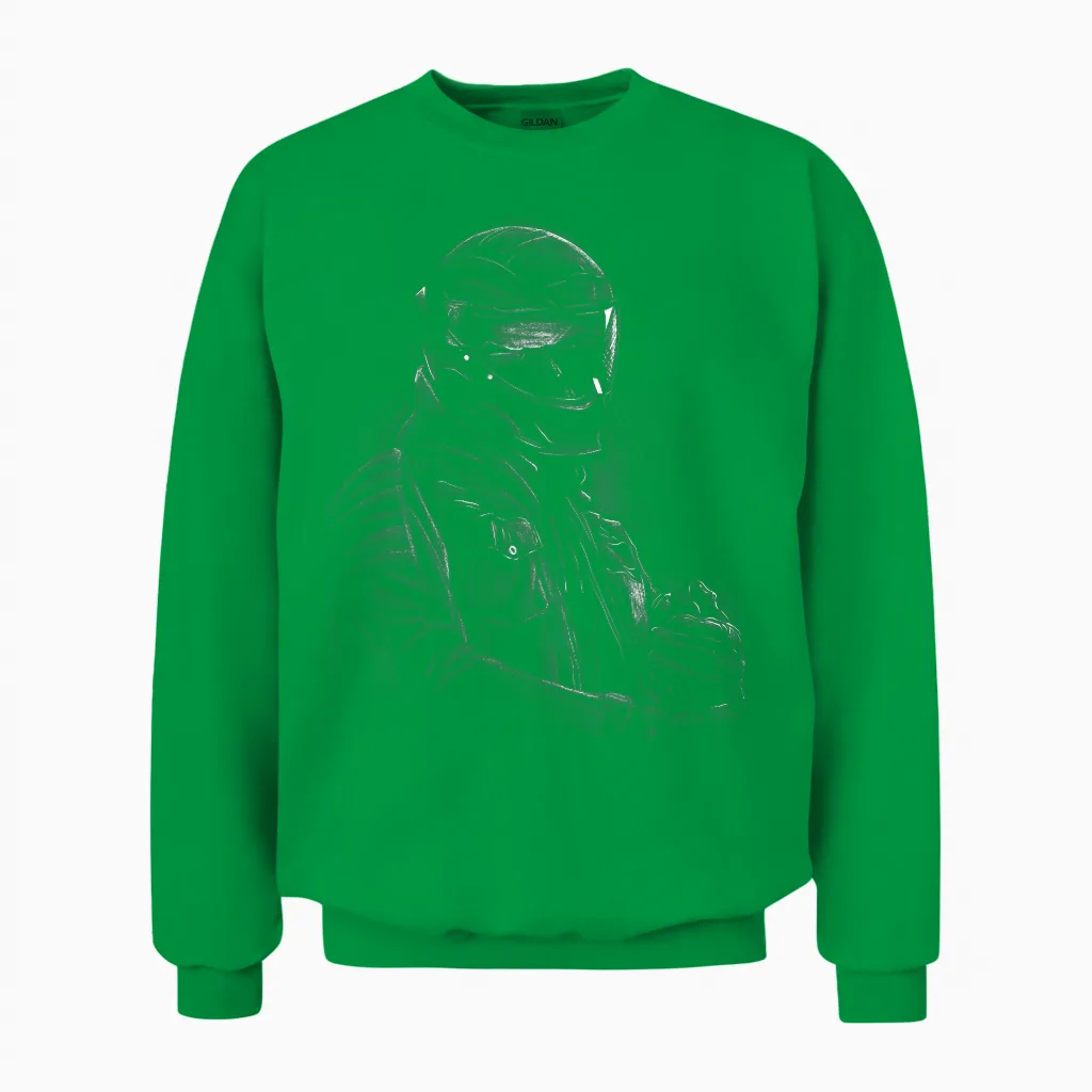 Motorcyclist Motorbike Motorcross Moto Gp Unisex Sweatshirt in Irish Green