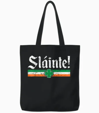 Celtic Cheers Celebration: Sláinte, Happy St Patrick's Day T-Shirt, Black, S Tote Bags - Black
