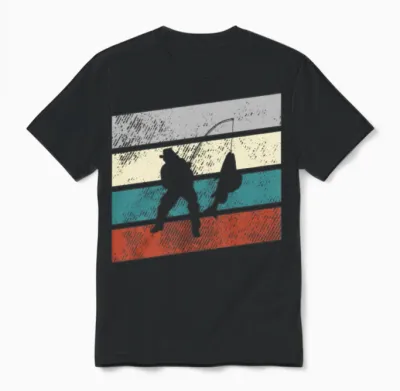 Fishing Retro Unisex T-Shirt - Black