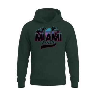 Retro Miami Beach Sunset Palm Trees Unisex Hoodie - Forest