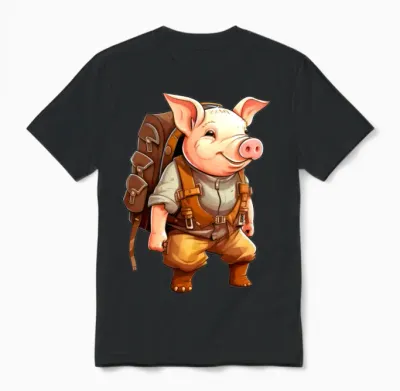 Hiking Piggy / Mountaineering Piggy Unisex T-Shirt - Black