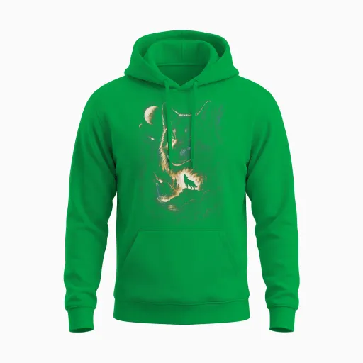 Wolf Howling Moon Forest Nature Wildlife Lovers Animal Men Unisex Hoodie - Irish Green
