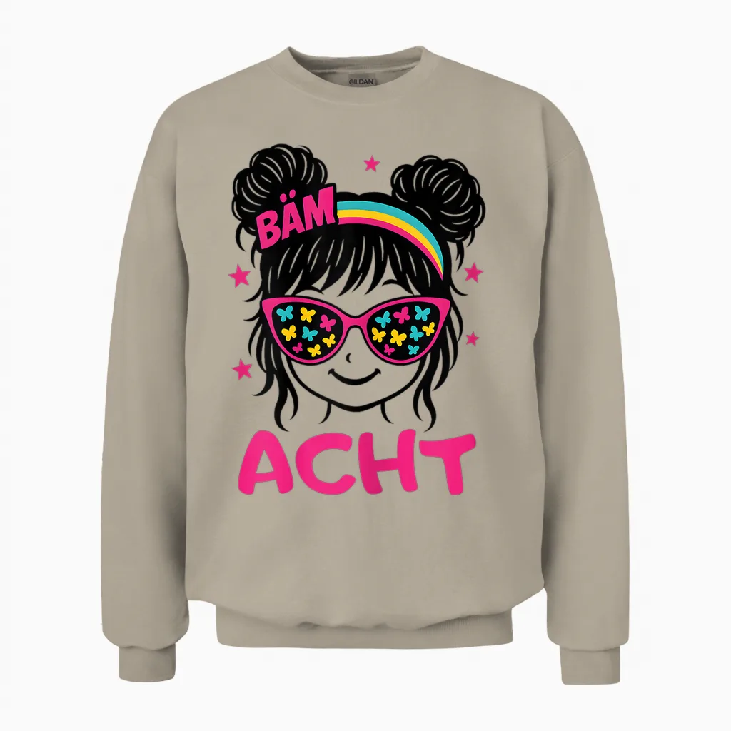Geburtstagsshirt 8 Jahre Mädchen Geschenk – Bäm Acht Unisex Sweatshirt in Sand