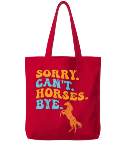 Sorry Can't Horses Bye Funny Horse Tote Bags - Red