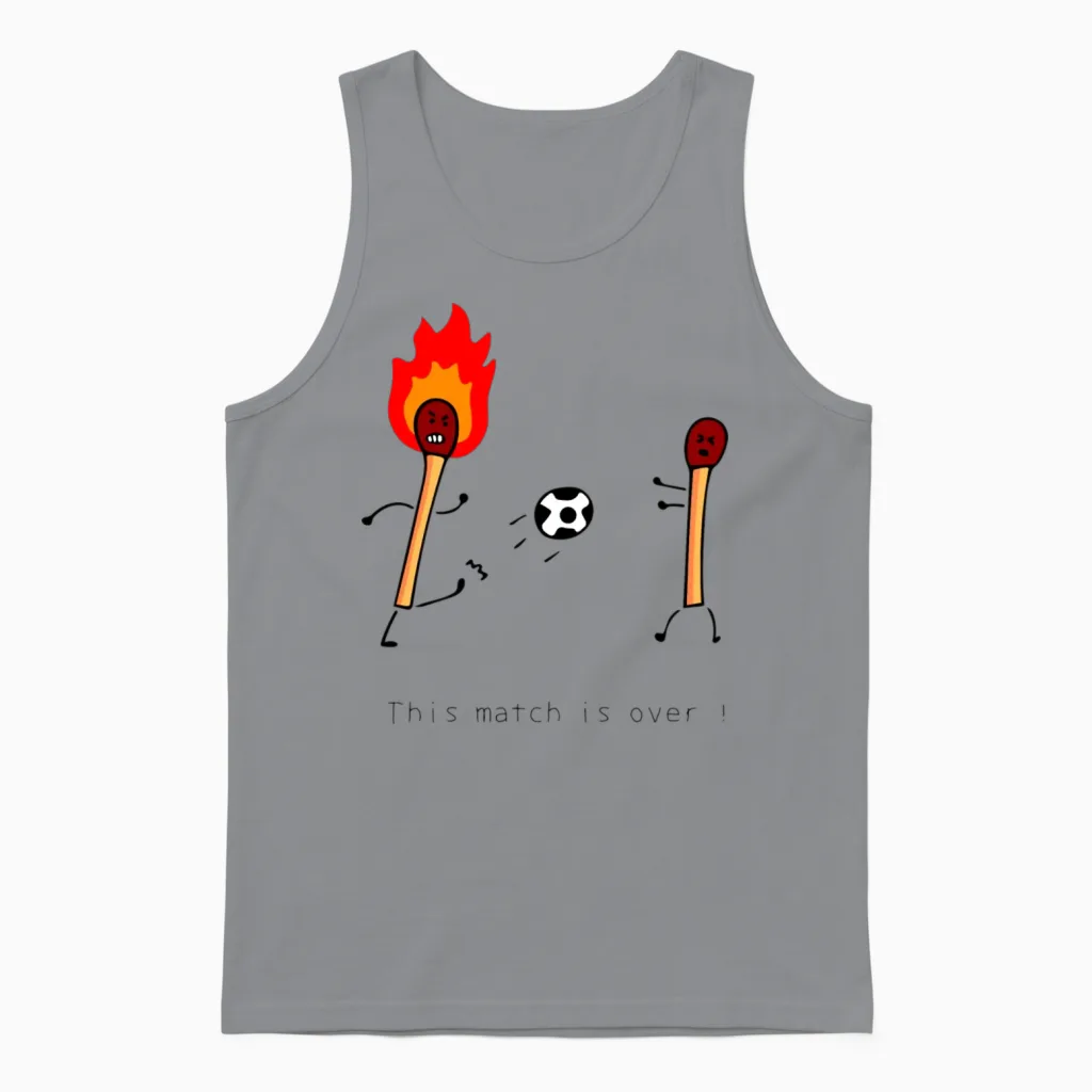 Funny Match Playing Soccer Unisex Tank Top in Sport Grey