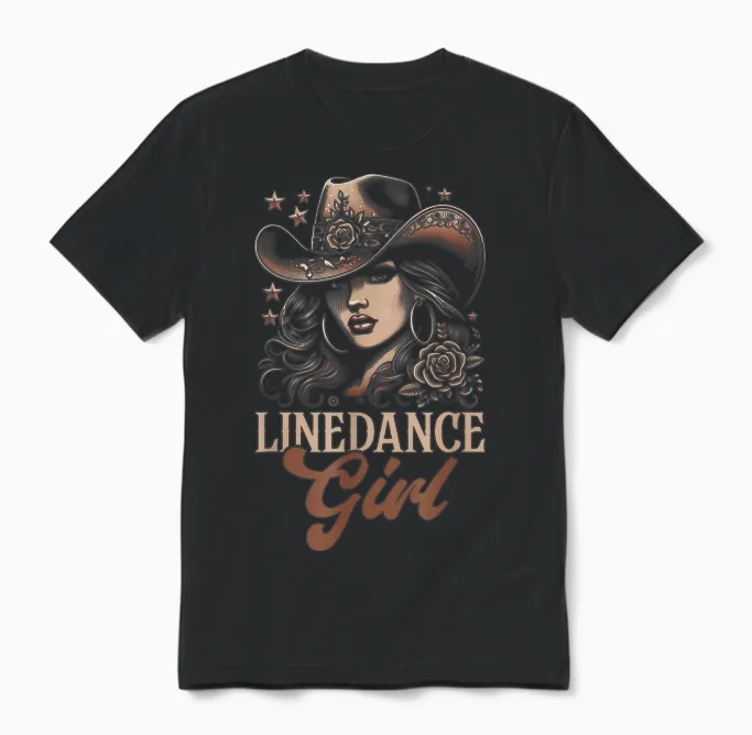 Line Dance Girl Cowgirl Cowboy Line Dancer Country Musik Unisex T-Shirt in Black