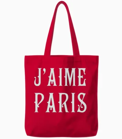 J'aime Paris: Elegant Love Tote Bags - Red
