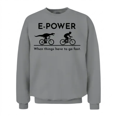 Velociraptor Chasing E-Biker Unisex Sweatshirt - Sport Grey