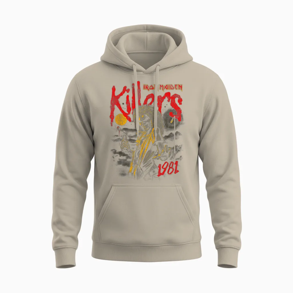 Iron Maiden - Spray Pain Killer Unisex Hoodie in Sand