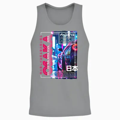 Osaka City 80s Synthwave Racing Car Japan Osaka Unisex Tank Top - Sport Grey