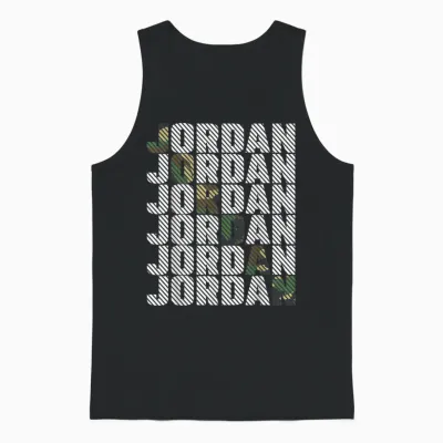 Diagonal Jordan Camo Pattern Green Camouflage Unisex Tank Top - Black