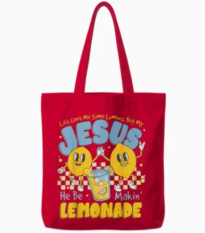 Life Gave Me Some Lemons but My Jesus He Be Makin Lemonade Tote Bags - Red
