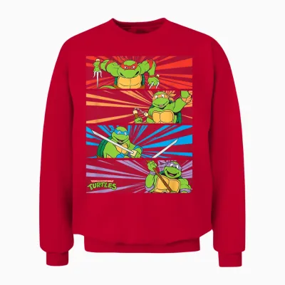Mademark X Teenage Mutant Ninja Turtles - Raphael, Michaelangelo, Donatello and Leonardo Retro Style Unisex Sweatshirt - Red