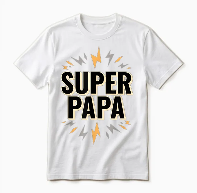 Man Super Dad Superhero Dad Funny Birthday Gift T-Shirt, Black, S Unisex T-Shirt in White