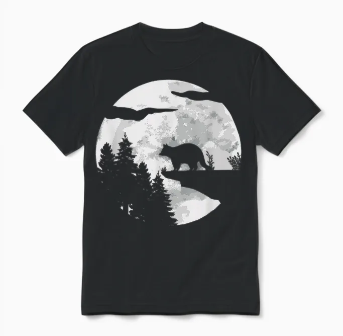 Waschbären Vollmond - Lustiger Waschbär Unisex T-Shirt in Black