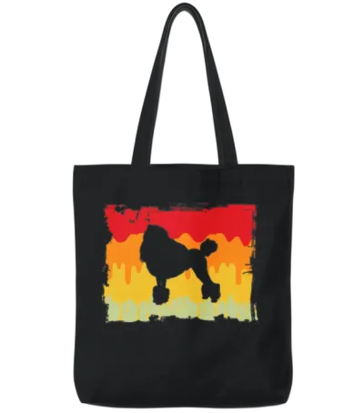 Poodle Retro Tote Bags - Black