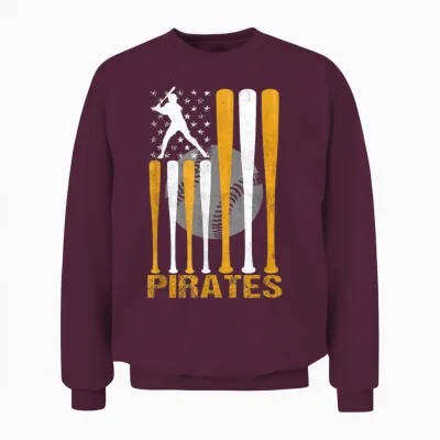 Vintage Pirates Maryland American Flag Baseball Weathered Unisex Sweatshirt - Maroon