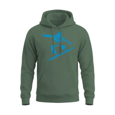 Snowboarding, Snowboarder and Mountains Unisex Hoodie - Military Green