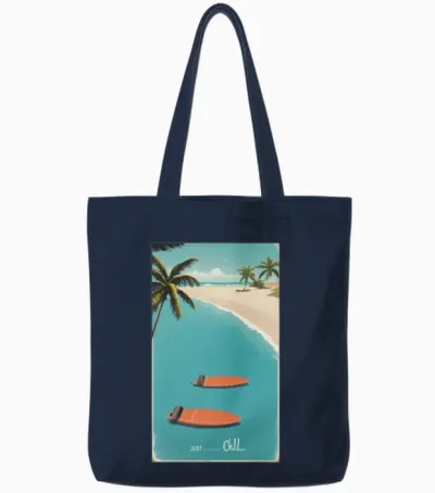 Just Chill Retro V1 Tote Bags - Navy