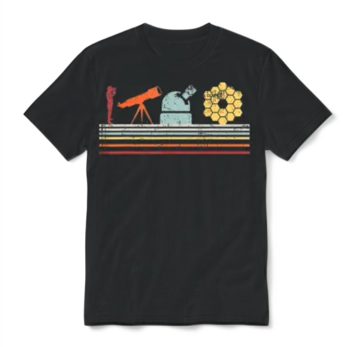 Retro Evolution of Astronomy Telescopes James Webb Unisex T-Shirt - Black