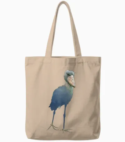 Schuhschnabel Abu Markub Bird Funny T-Shirt, Black Tote Bags - Natural