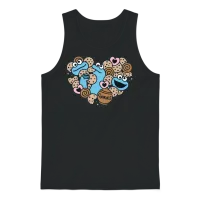 Sesame Street Design Heart with Cookie Monster Unisex Tank Top - Black – 1