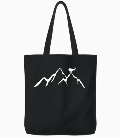 Wander T-Shirt Berg Mit Steinbock Für Berg Wandern Und Natur Tote Bags - Black