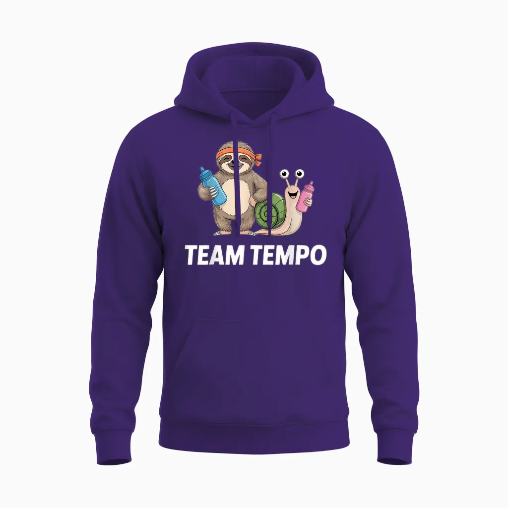Team Tempo Faultier Schnecke Unisex Hoodie in Purple