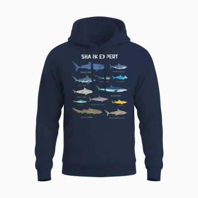 Shark Species Tee for Men , Kids & Toddler Boys Shark Unisex Hoodie - Navy