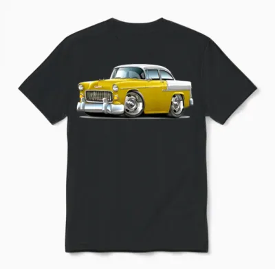 1955 Chevy Belair Yellow Car Unisex T-Shirt - Black