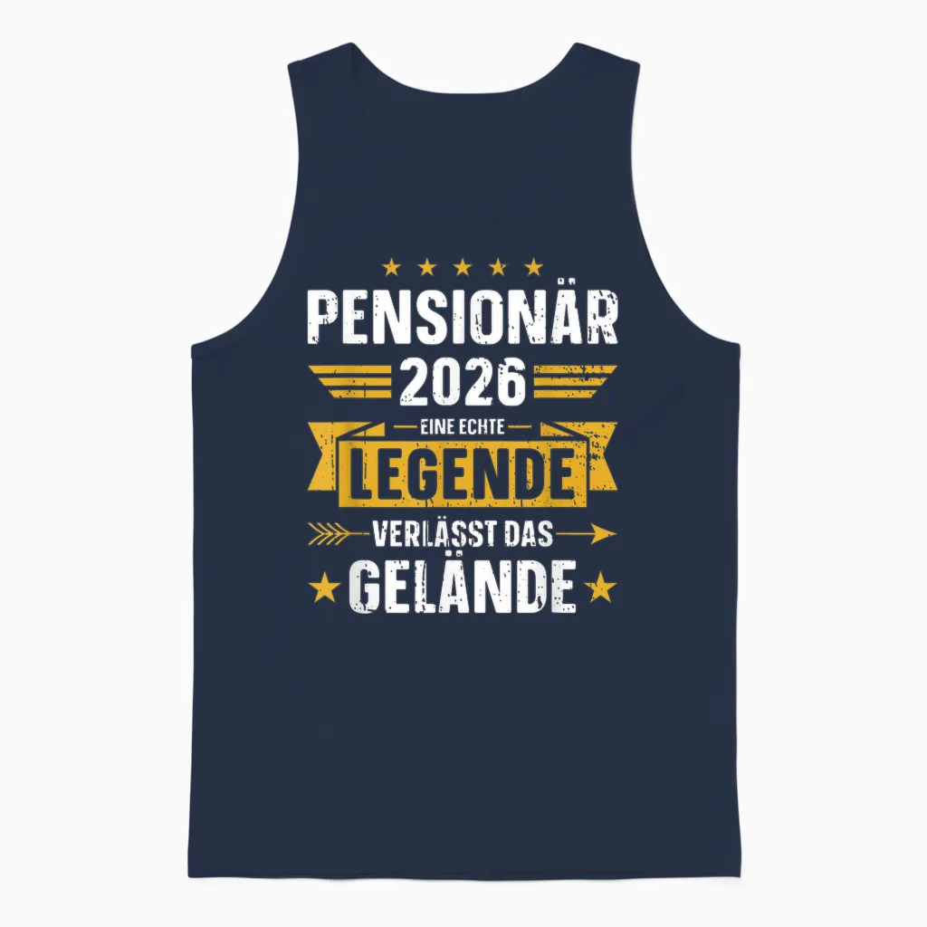 Pensionär 2026 Real Legend Leaves Terrain Pension Unisex Tank Top in Navy