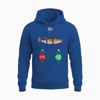 Fih Calling Remind Me Message Decline Accept Phone Call Fish Unisex Hoodie - Royal