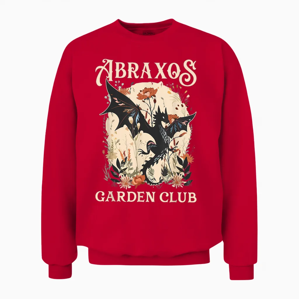 Abraxos Flower Garden Club Flower Shirt, Fantasy Book Lover Unisex Sweatshirt in Red