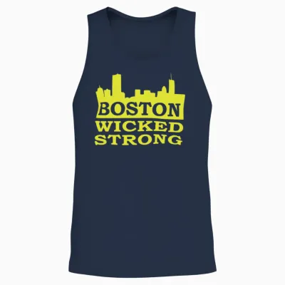 Boston Wicked Strong Marathon Boston Marathon Bost Unisex Tank Top - Navy