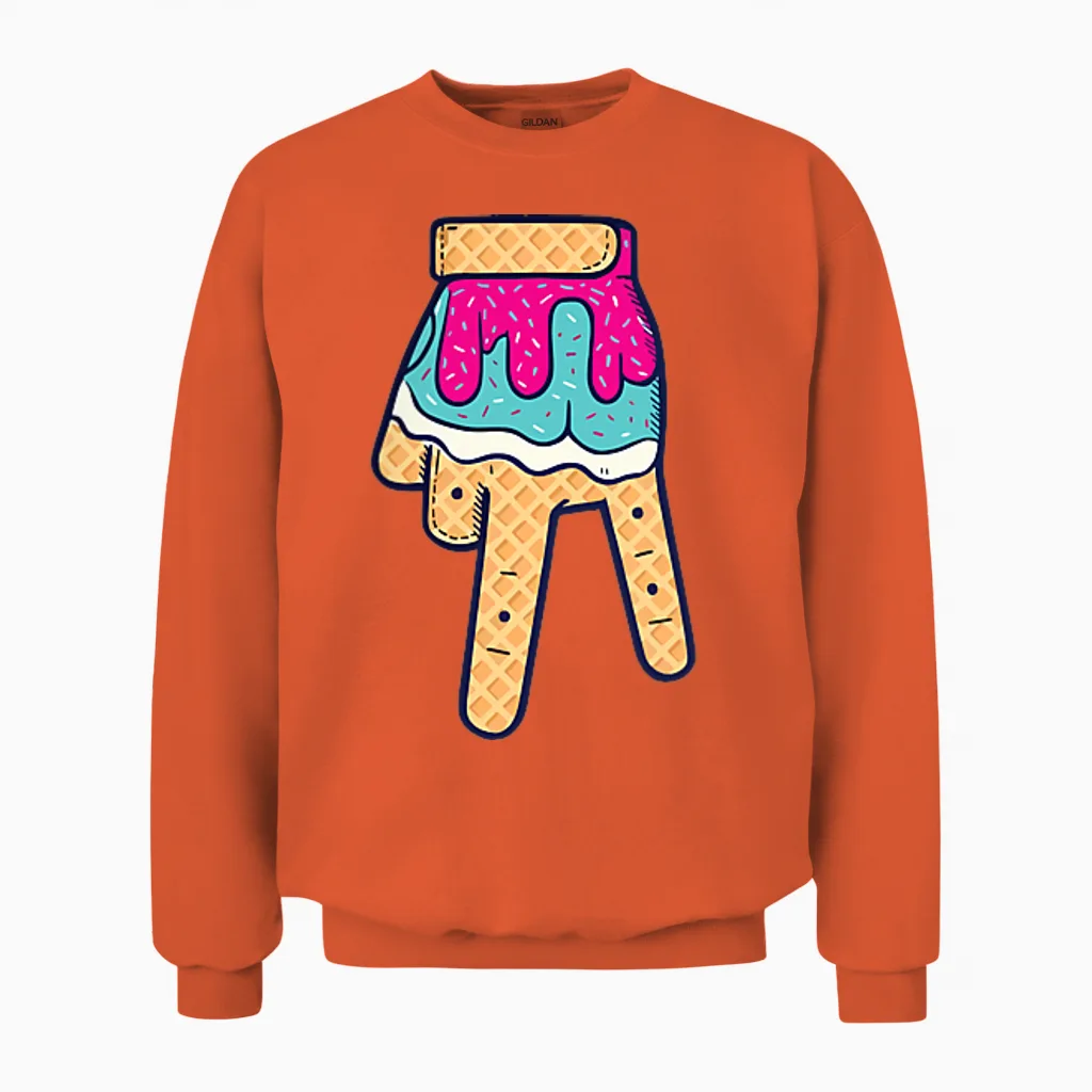 Baseball Drip for Boys Ice Cream Youth Boys Lifestyle 101 Unisex Sweatshirt in Orange